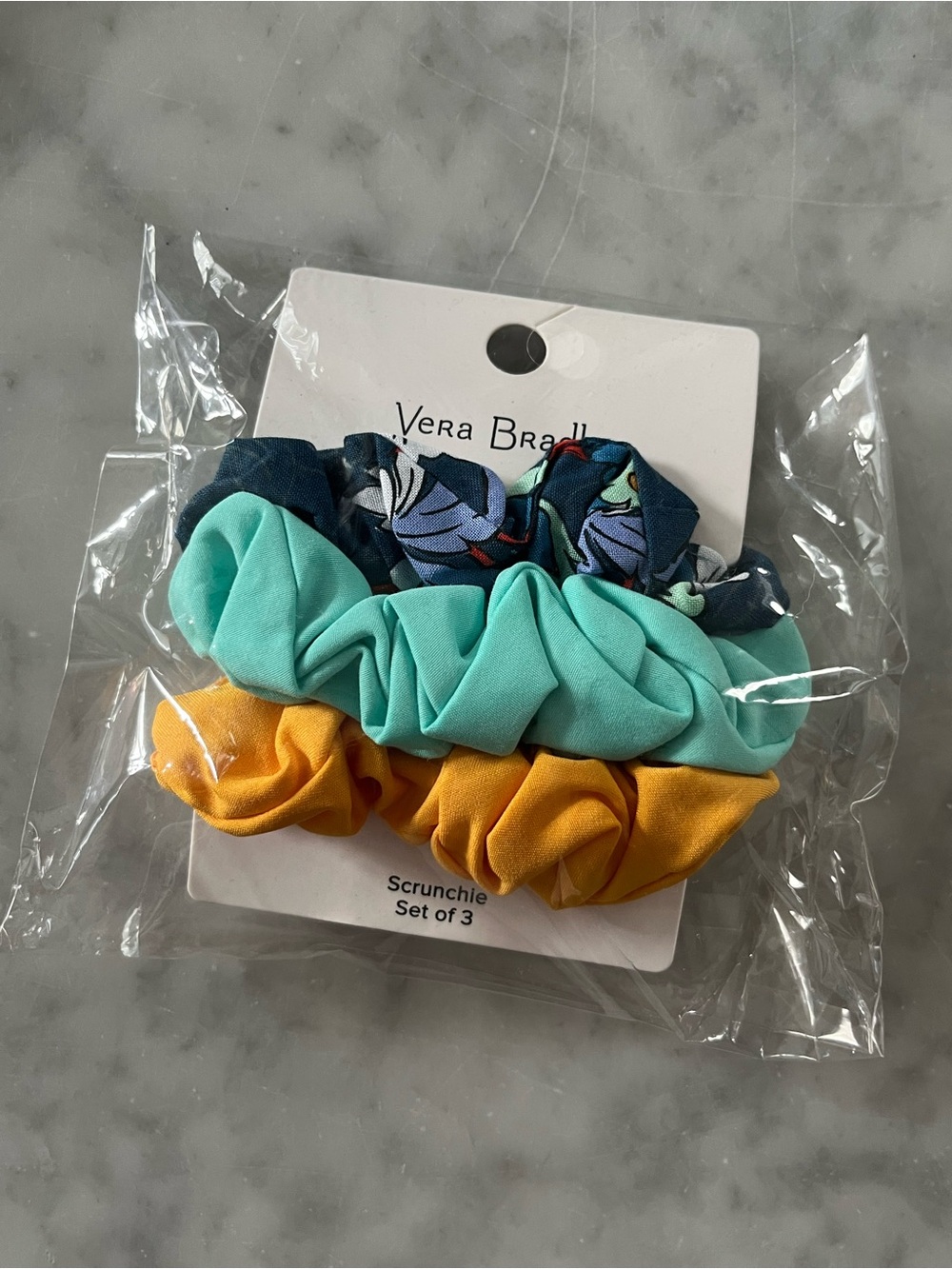 Vera Bradley Floral Navy, Turquoise & Mustard Floral Burst Hair Scrunchie Set 3